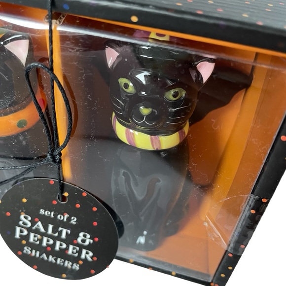 Halloween Black Cat Salt & Pepper Shakers NWT - Picture 3 of 5